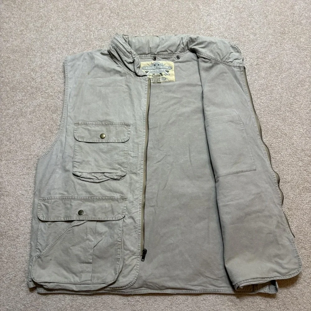 Vtg Banana Republic Safari Vest Mens XL Gray Cotton Utility Outdoor Travel 80s